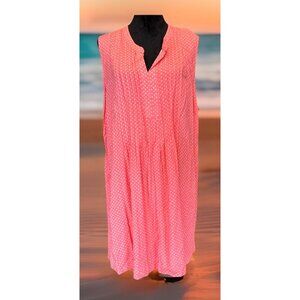 Old Navy Dress Womens XXL Coral Midi Tunic Babydoll Whimsy Cottage Flowy Prairie